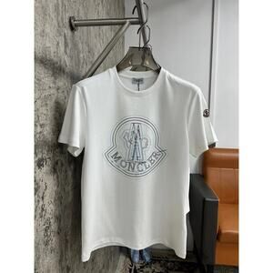 Moncler men's and women's round neck white short sleeve T-shirt